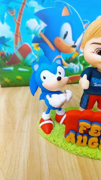 Vela Topo de Bolo Sonic Menino em Biscuit