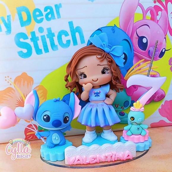 Vela Topo de Bolo Stitch em Biscuit