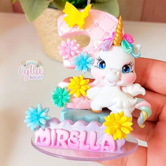 Vela Unicornio Topo de Bolo Biscuit