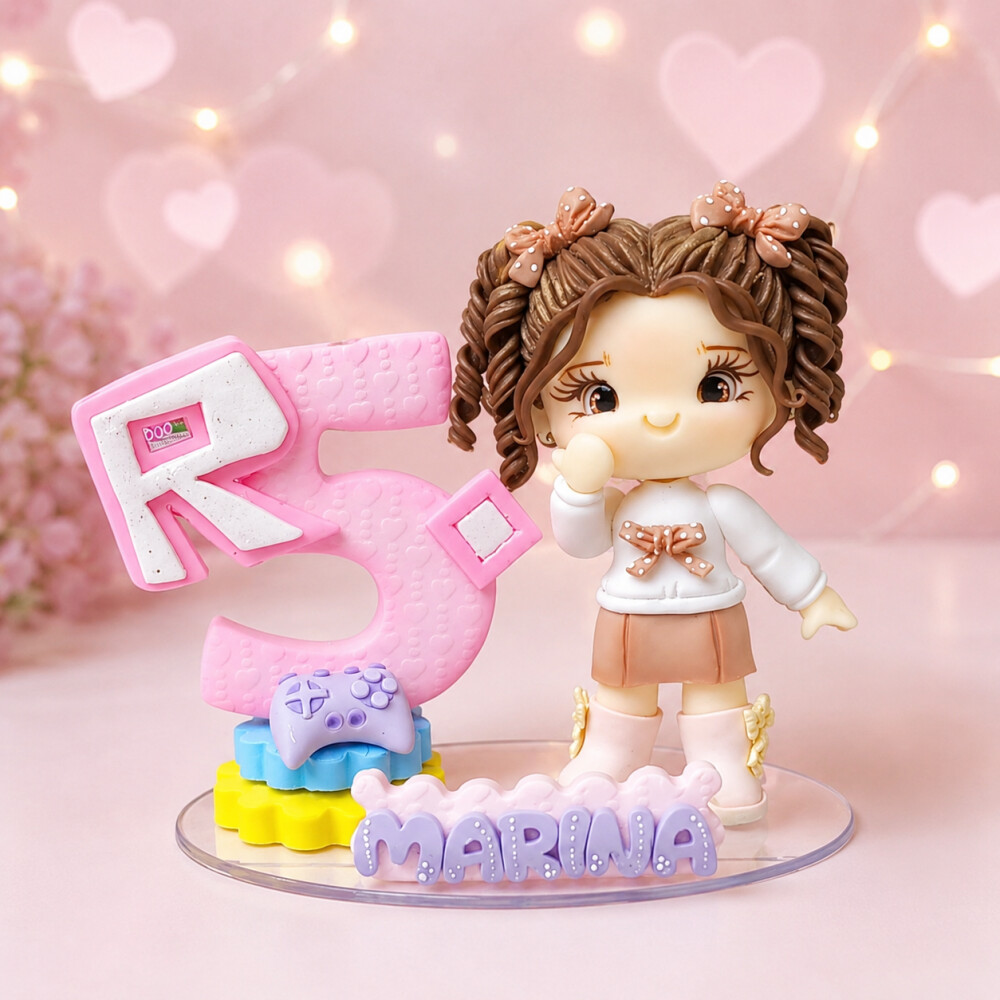 Vela topo de bolo Roblox  menina em biscuit
