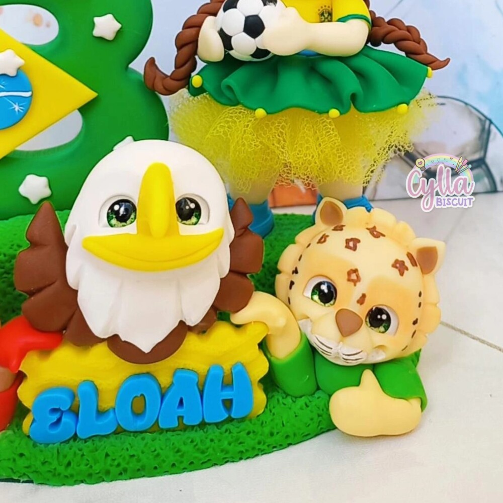 VELA TOPO DE BOLO PERSONALIZADO COPA MENINA EM BISCUIT