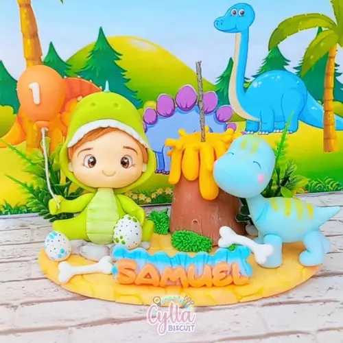 Dinossauro Baby Topo de Bolo Biscuit