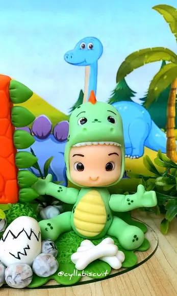 Dinossauro Baby Topo de Bolo Biscuit