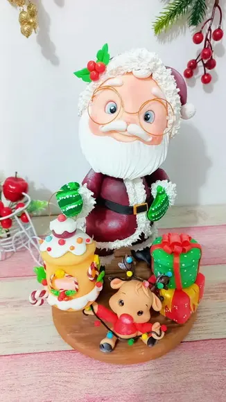 Enfeite Decoração Papai Noel Personalizado em Biscuit