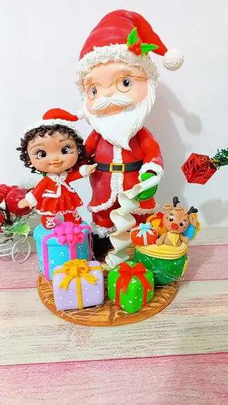 Enfeite Decoração Papai Noel Personalizado em Biscuit