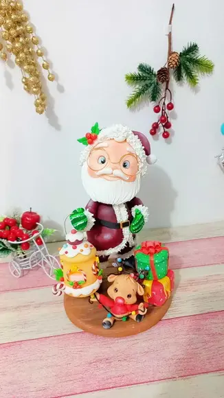 Enfeite Decoração Papai Noel Personalizado em Biscuit
