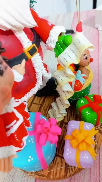 Enfeite Decoração Papai Noel Personalizado em Biscuit