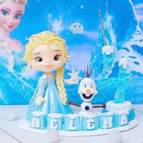 Frozen Vela Elza Topo de Bolo de Biscuit