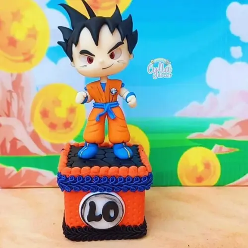 Kit 10 Caixinha Acrilica Luxo 5x5 Dragon Ball Z em Biscuit