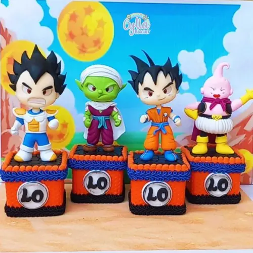 Kit 10 Caixinha Acrilica Luxo 5x5 Dragon Ball Z em Biscuit