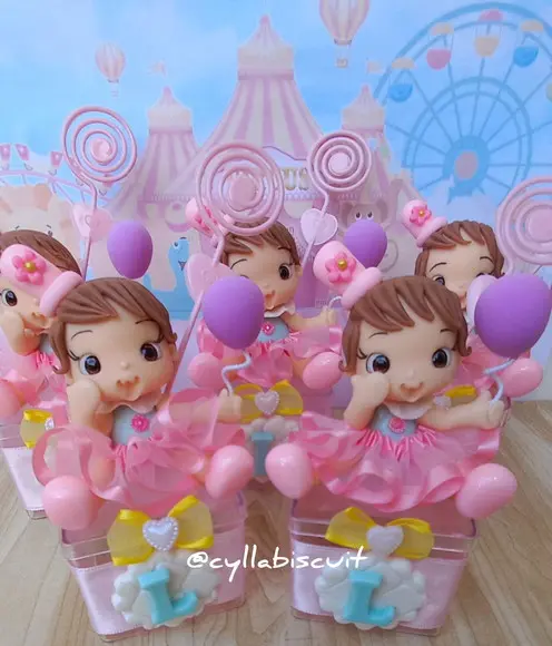 Kit 10 Caixinhas Luxo em Biscuit Circo Rosa