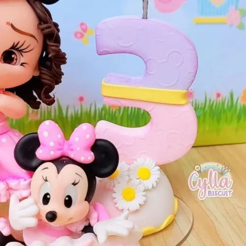 Minnie Rosa Topo de Bolo Biscuit