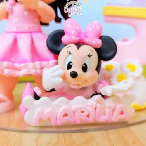 Minnie Rosa Topo de Bolo Biscuit