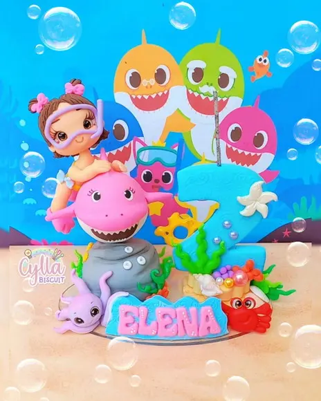 Topo de Bolo Baby Shark Biscuit