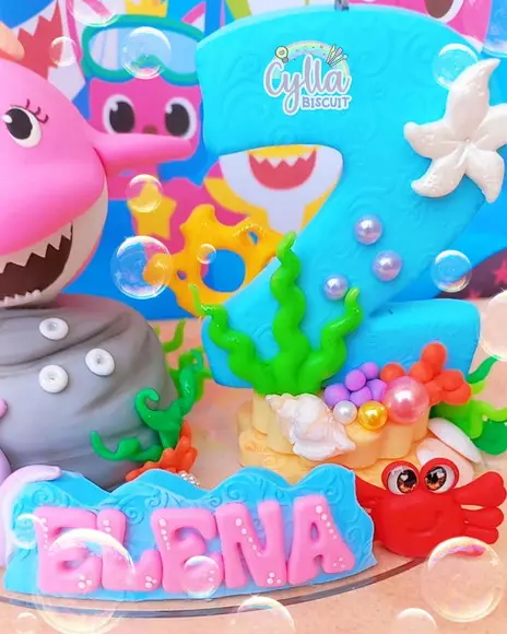 Topo de Bolo Baby Shark Biscuit