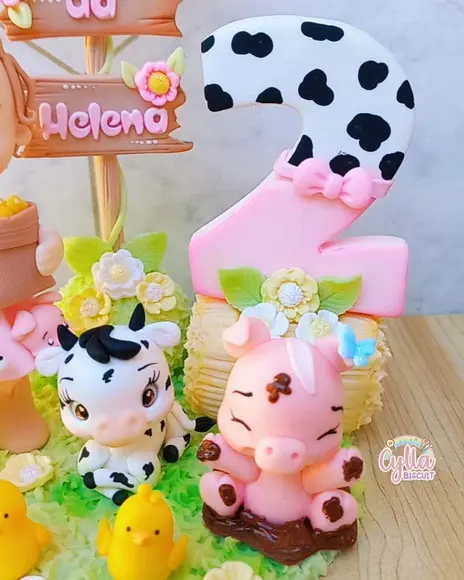 Topo de Bolo Biscuit Fazendinha