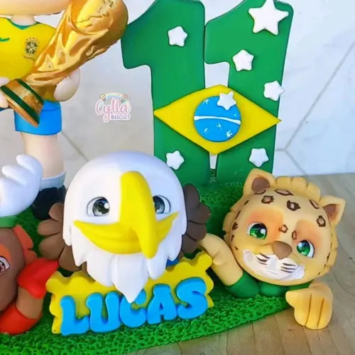 Topo de Bolo Biscuit Futebol Copa do Mundo