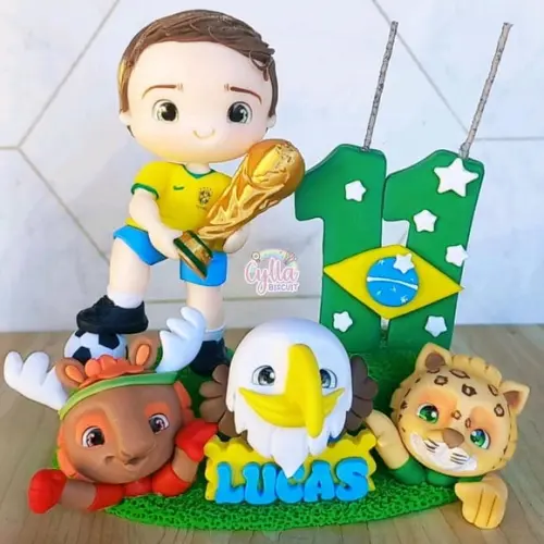 Topo de Bolo Biscuit Futebol Copa do Mundo