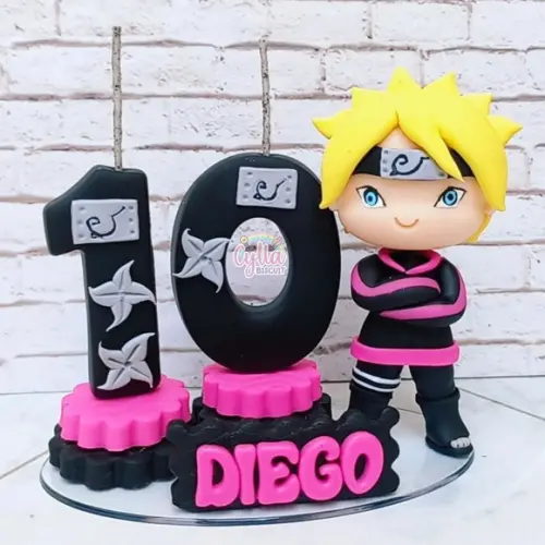 Topo de Bolo Boruto em Biscuit