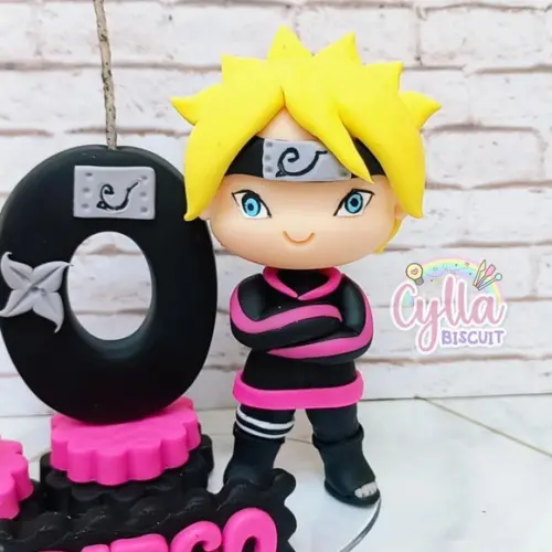 Topo de Bolo Boruto em Biscuit