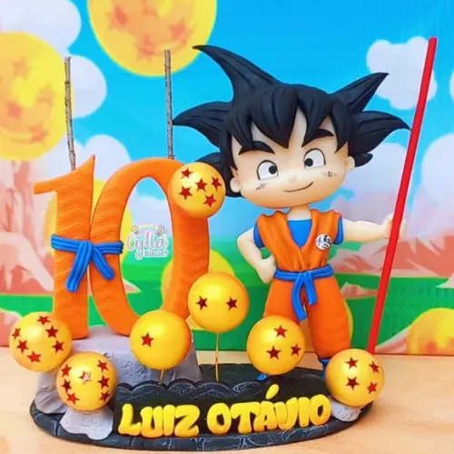 Topo de Bolo Personalizado Dragon Ball Z em Biscuit