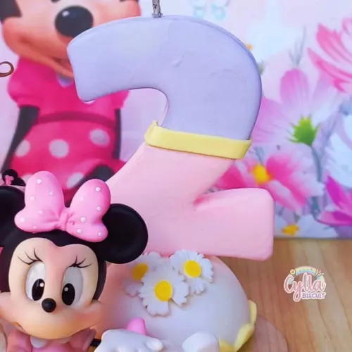 Topo de Bolo Personalizado Minnie em Biscuit