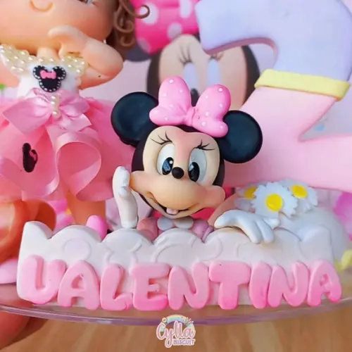 Topo de Bolo Personalizado Minnie em Biscuit