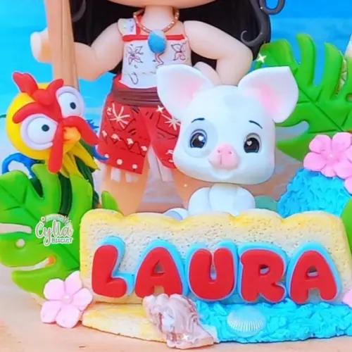 Topo de Bolo Personalizado Moana em Biscuit