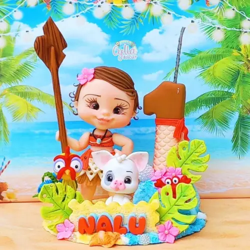 Topo de Bolo Personalizado Moana em Biscuit