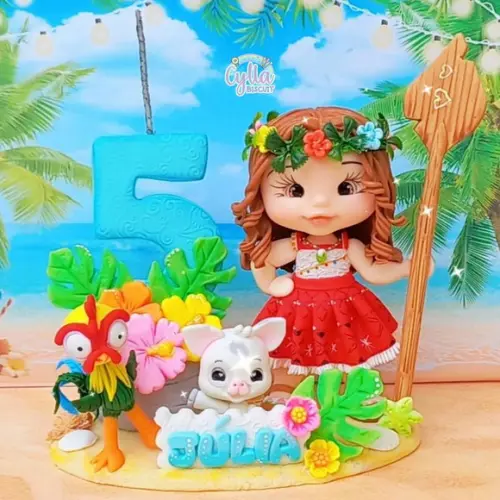 Topo de Bolo Personalizado Moana em Biscuit