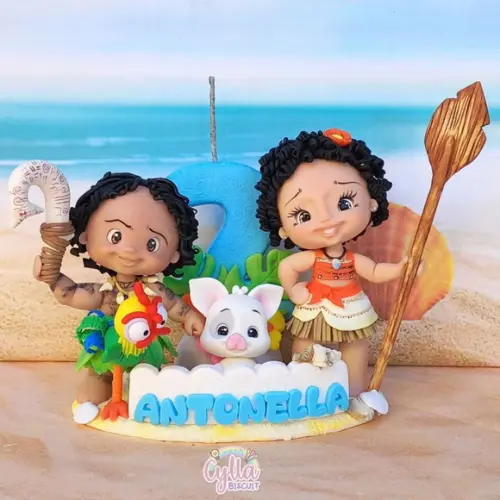 Topo de Bolo Personalizado Moana em Biscuit