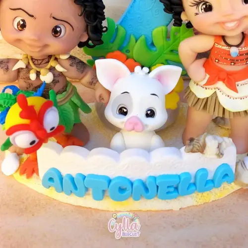 Topo de Bolo Personalizado Moana em Biscuit