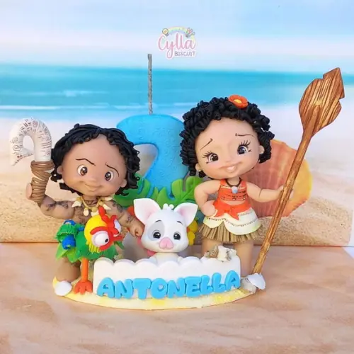Topo de Bolo Personalizado Moana em Biscuit