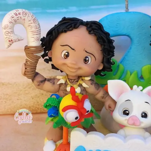 Topo de Bolo Personalizado Moana em Biscuit