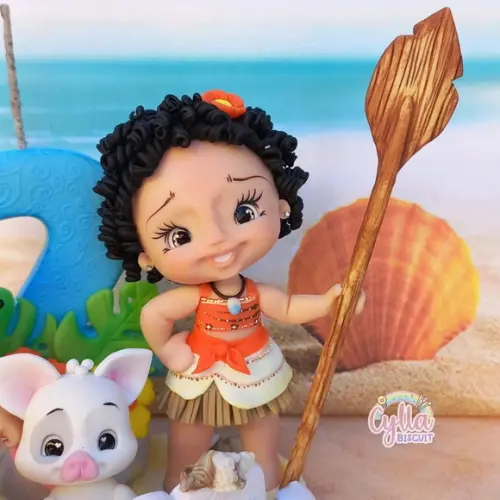 Topo de Bolo Personalizado Moana em Biscuit