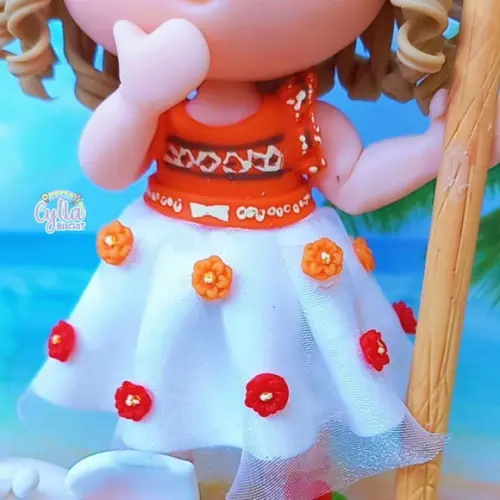 Topo de Bolo Personalizado Moana em Biscuit