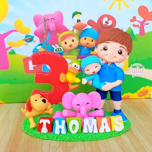Topo de Bolo Personalizado Pocoyo em Biscuit