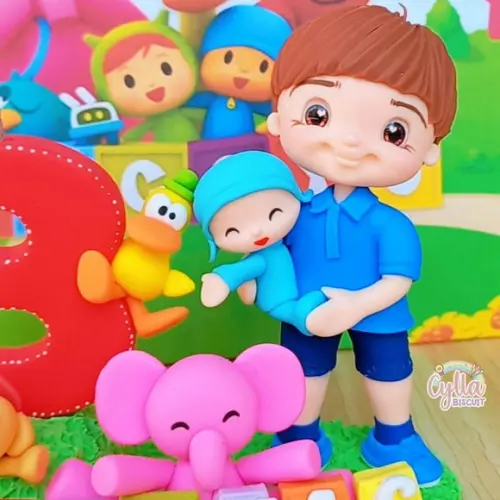 Topo de Bolo Personalizado Pocoyo em Biscuit