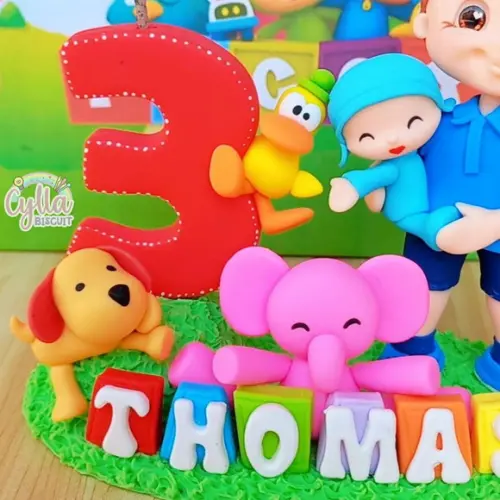 Topo de Bolo Personalizado Pocoyo em Biscuit