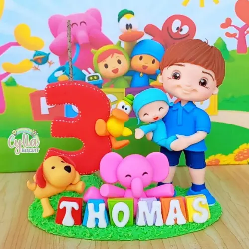 Topo de Bolo Personalizado Pocoyo em Biscuit