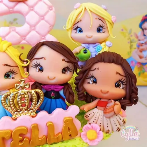Topo de Bolo Princesas de Biscuit