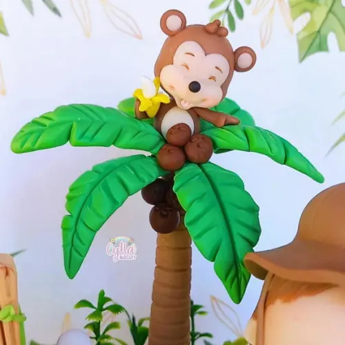 Topo de Bolo Safari em Biscuit