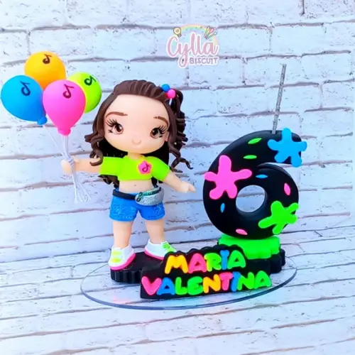 Topo de Bolo Tik Tok Neon