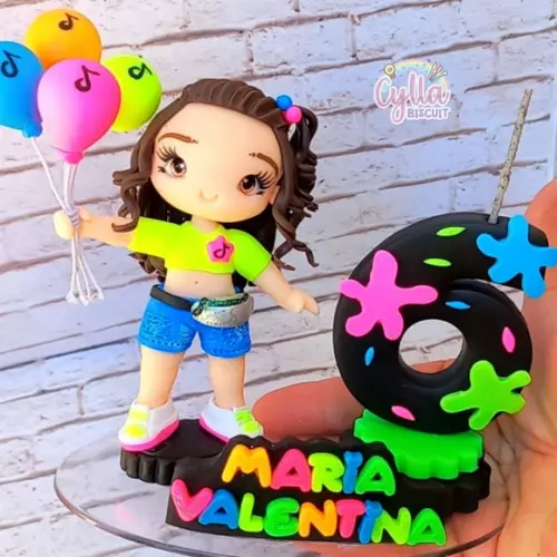 Topo de Bolo Tik Tok Neon