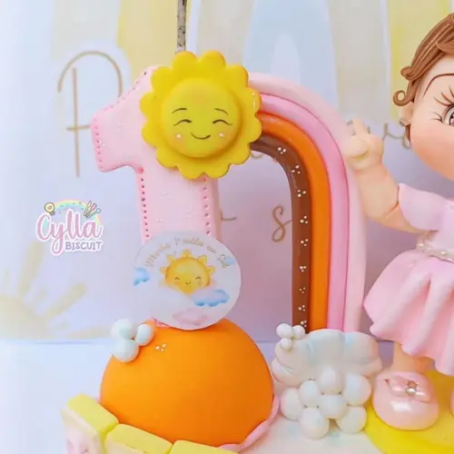 Topo de Bolo Vela Primeira Volta ao Sol de Biscuit