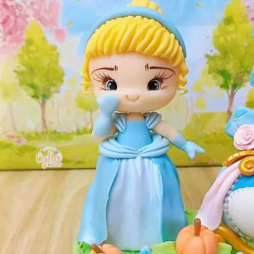 Topo de Bolo Vela Princesa Cinderela de Biscuit
