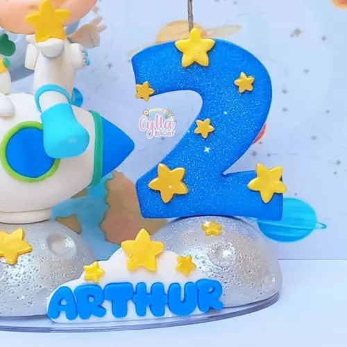 Topo de Bolo Vela Show da Luna Biscuit