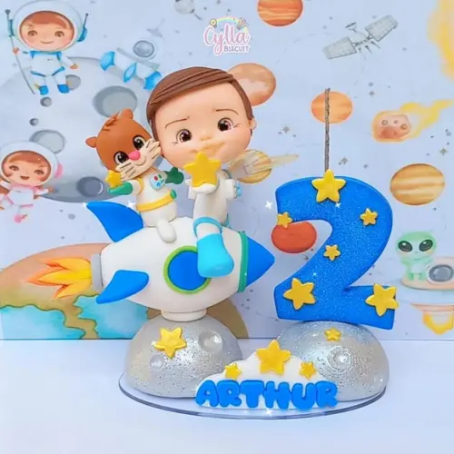 Topo de Bolo Vela Show da Luna Biscuit