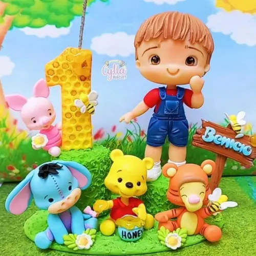 Topo de Bolo Vela Ursinho Pooh