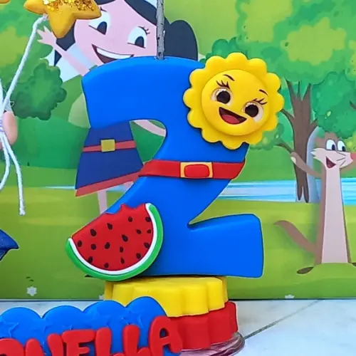 Topo de Bolo Vela Show da Luna Biscuit